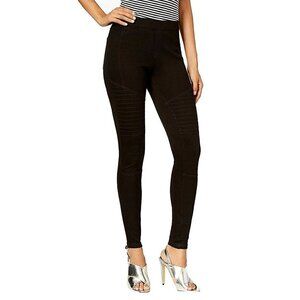 NWB Hue Women's Moto Denim Stretch Leggings Black Size S MSRP $44
